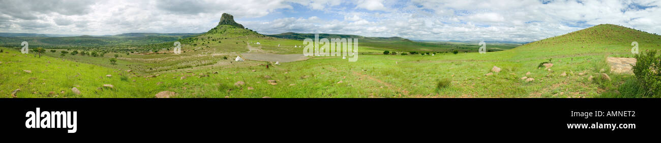 Panoramic view of Sandlwana hill or Sphinx with soldiers graves in ...