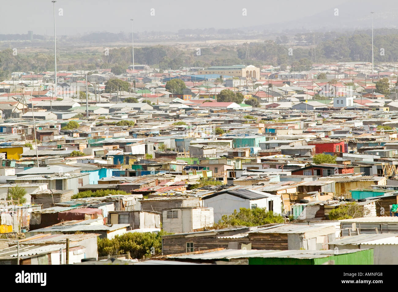 Elevated view of shanty towns or Squatter Camps also known as bidonvilles  in Cape Town South Africa Stock Photo - Alamy