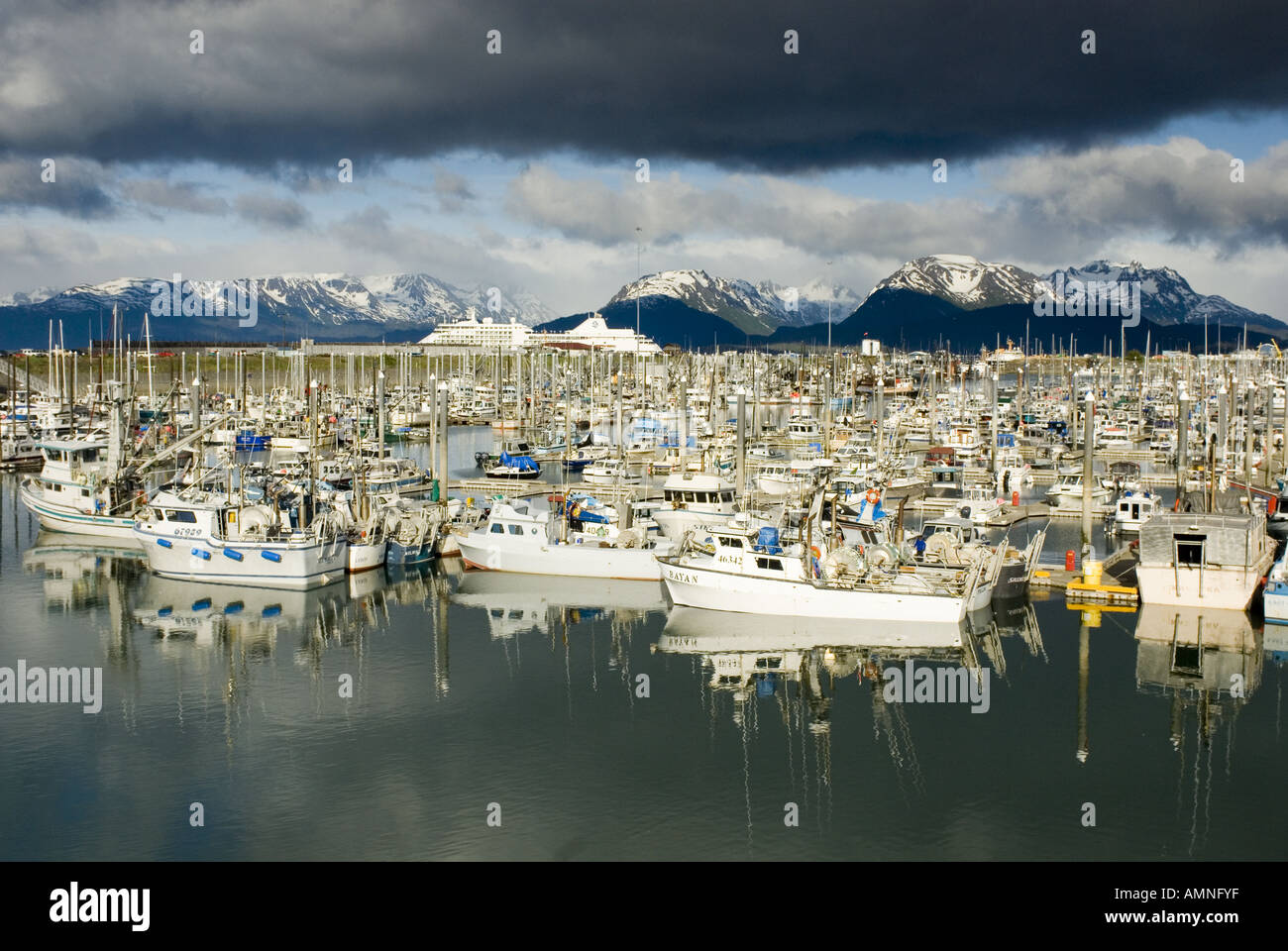 HOMER ALASKA BOAT HARBOUR COLORFUL FISHING BOATS Stock Photo Alamy