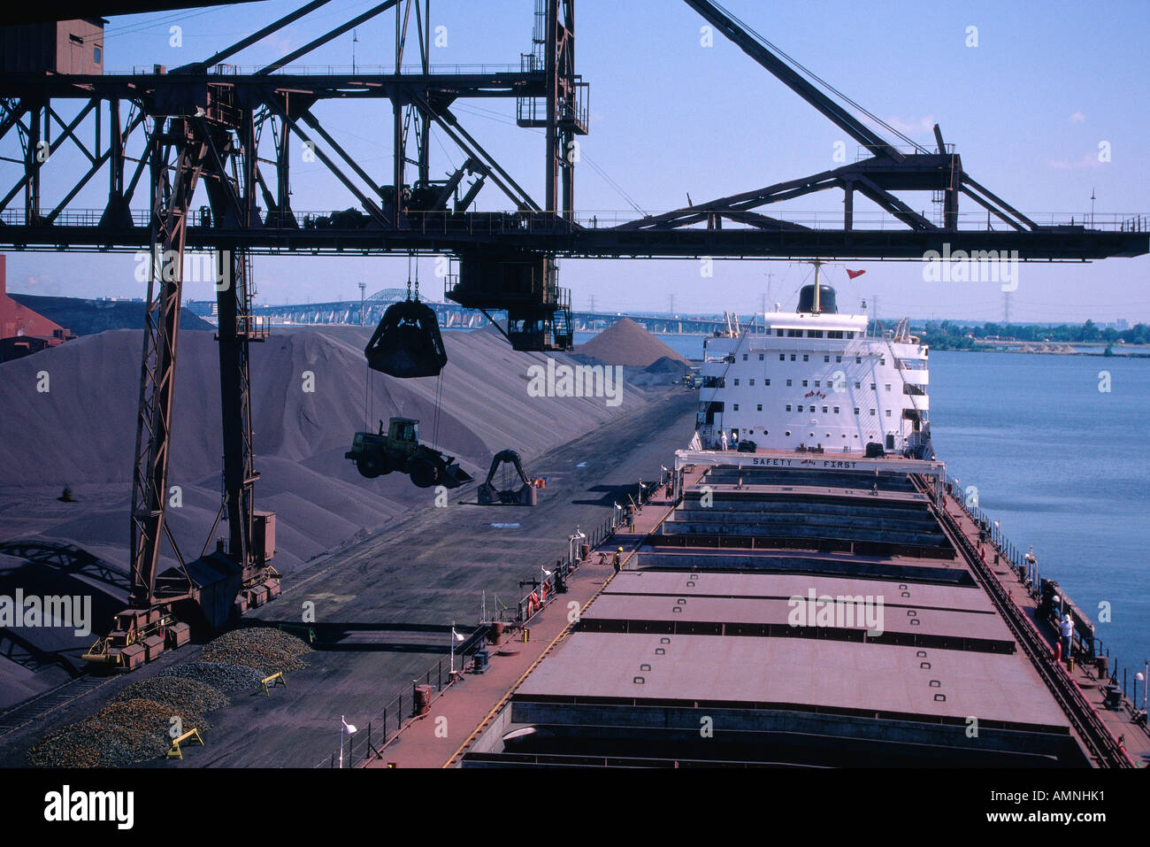 Ship Unloading, Hamilton, Ontario, Canada Stock Photo