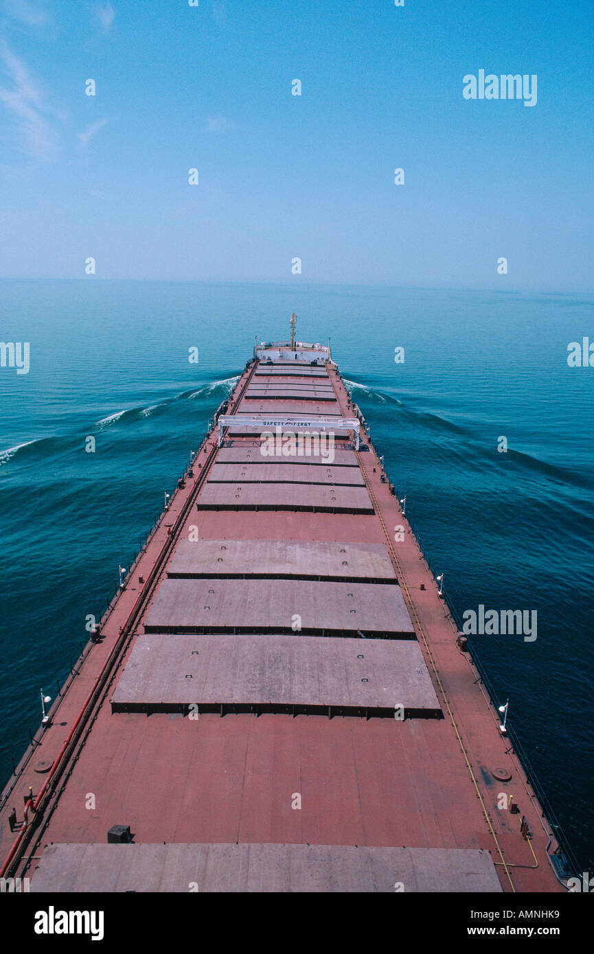 Ship on Lake Superior, Ontario, Canada Stock Photo