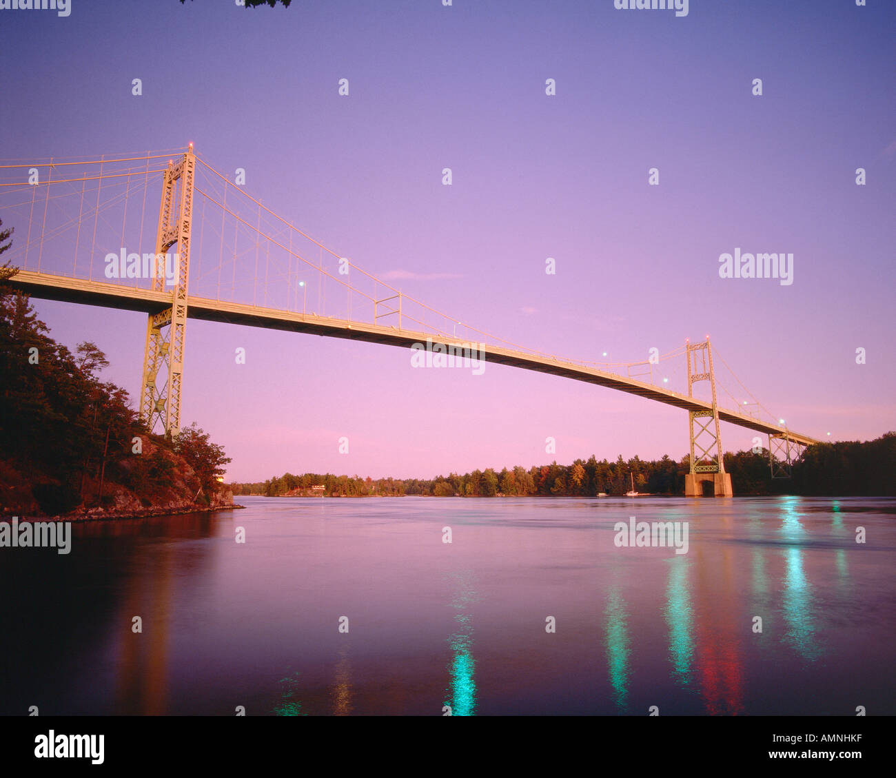 Bridge to USA, 1,000 Islands, St.Lawrence River, Ontario, Canada Stock Photo