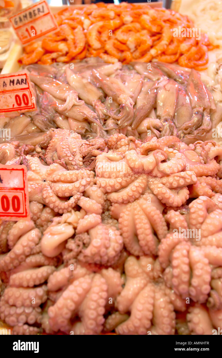 Fresh Sea Food Fish market Octapus Venice Italy Stock Photo Alamy