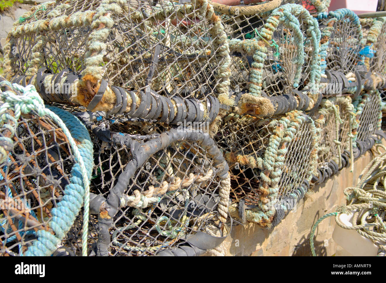 Lobster Pots in Harbour New Quay Ceredigion West Wales Stock Photo Alamy