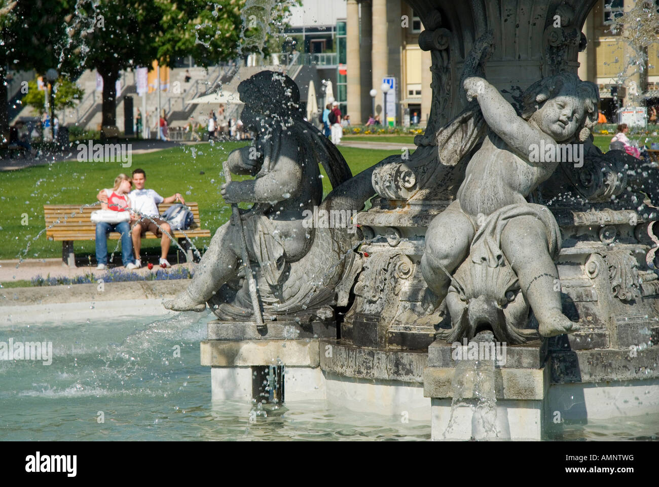 Fountain in Palace square STUTTGART Germany Year 2007 Stock Photo - Alamy