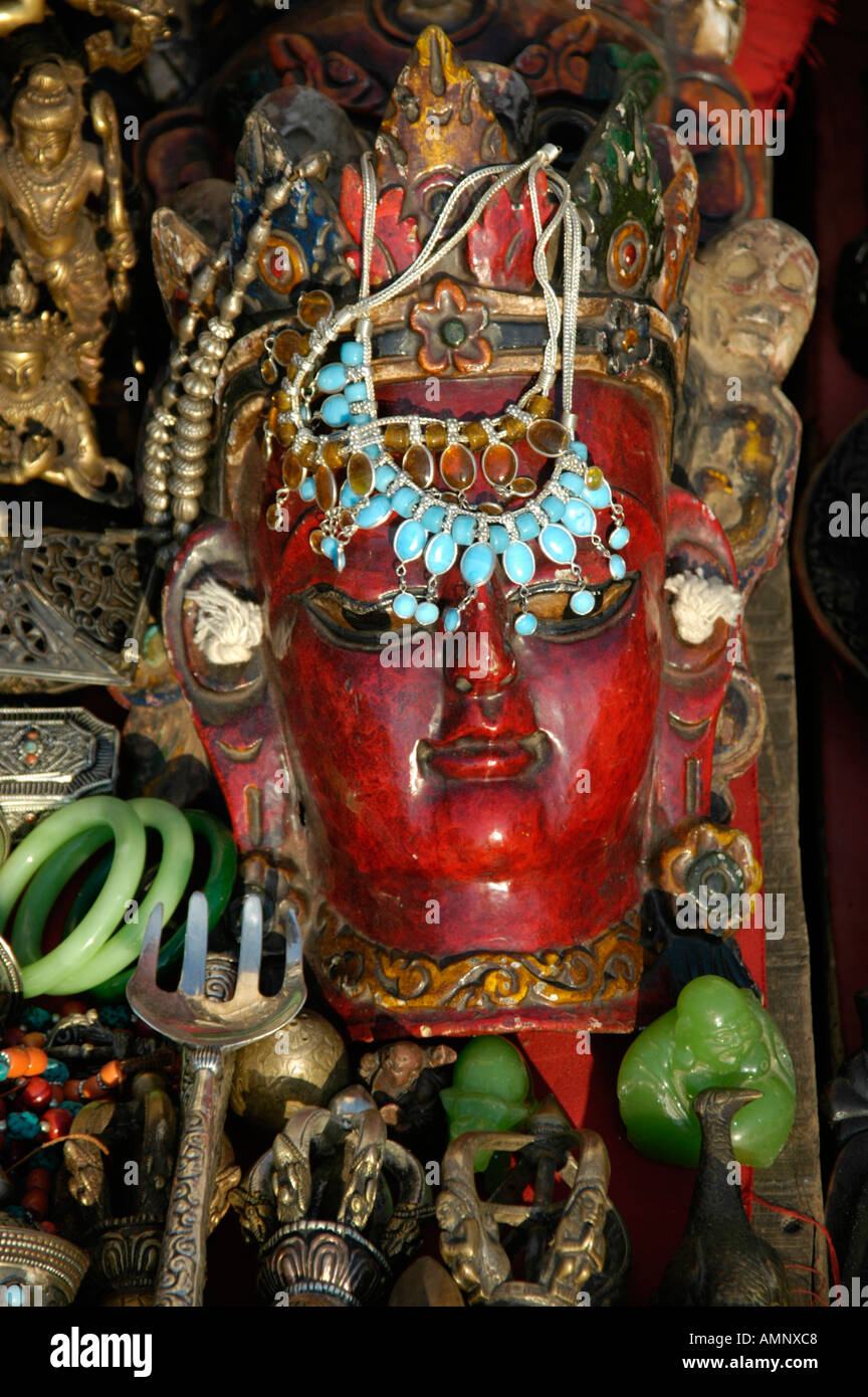 Mask and traditional souvenirs Kathmandu Nepal Stock Photo
