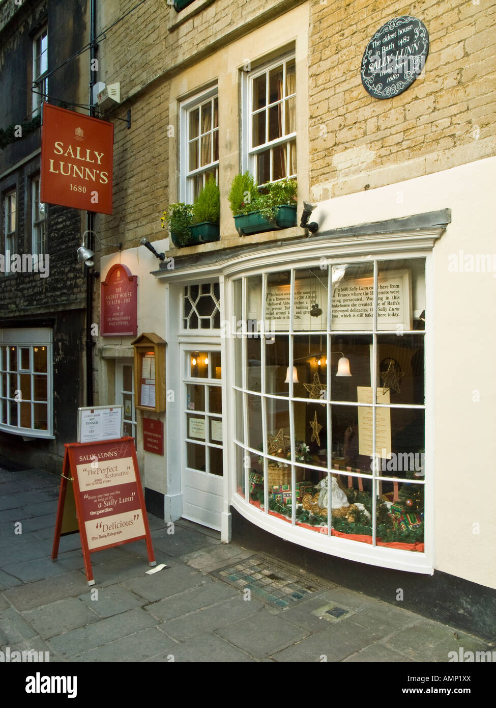 Exterior of Sally Lunn's Tea Rooms in Bath city Somerset England UK EU