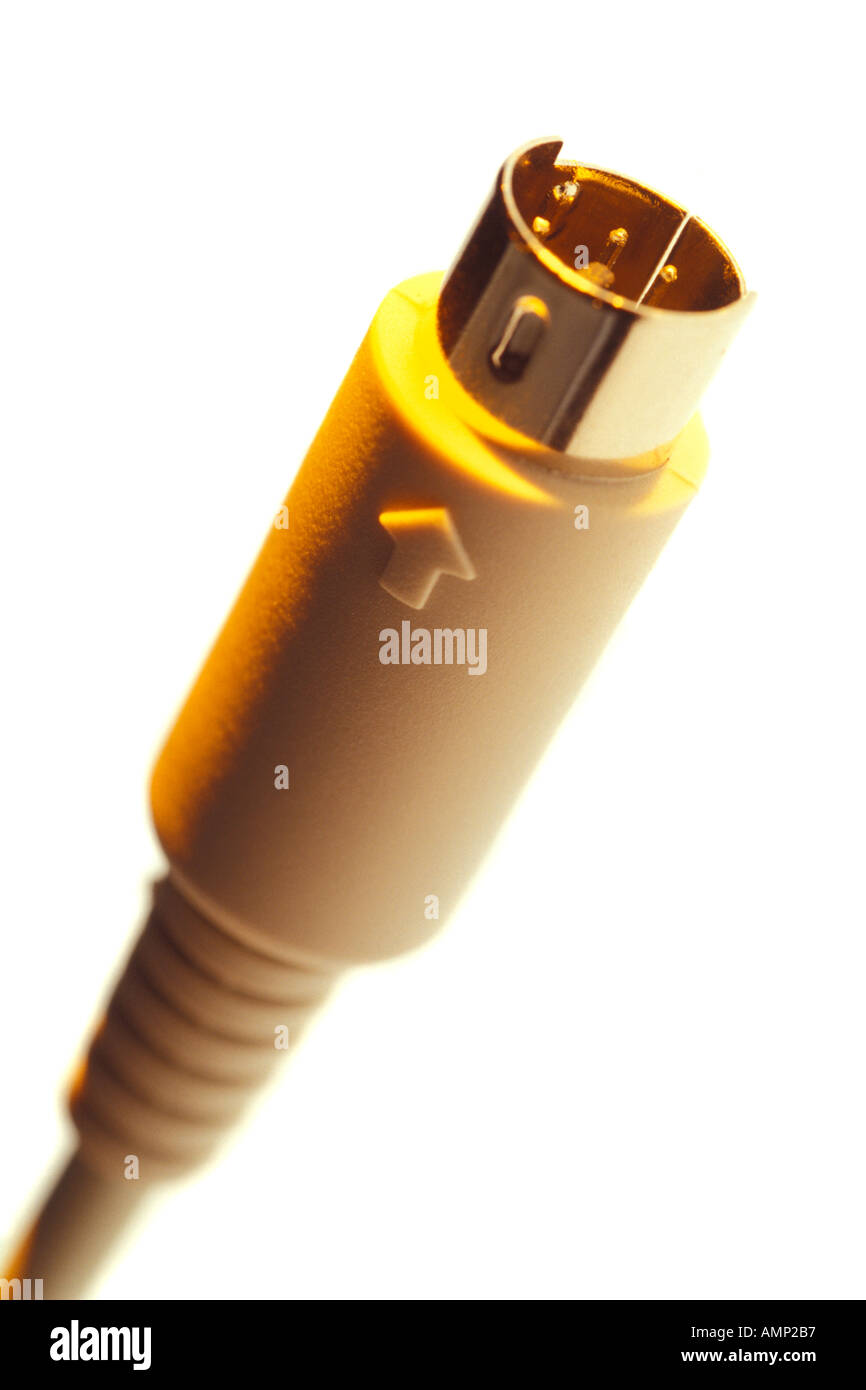 PS2 plug under yellow light Stock Photo