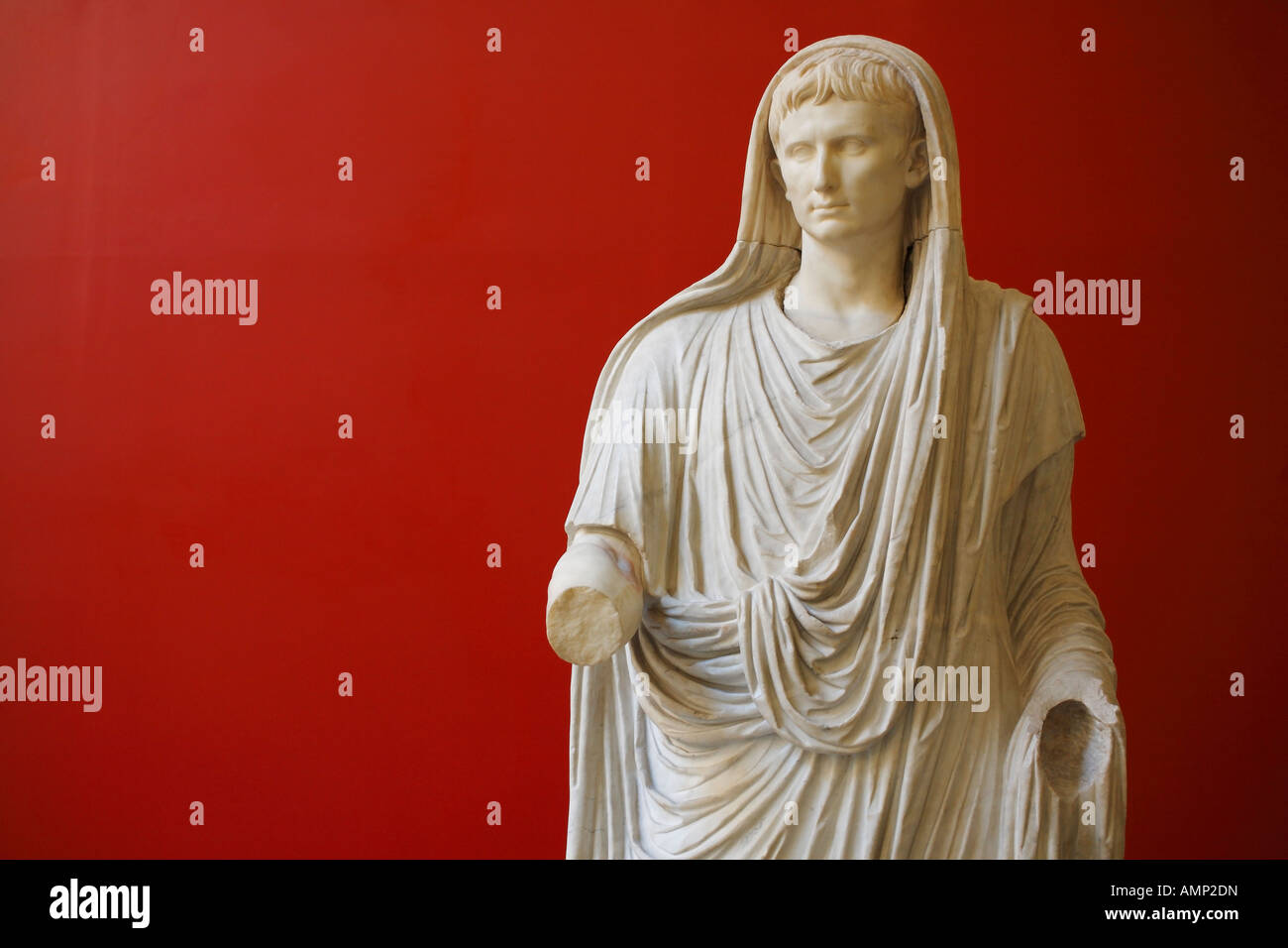 The statue of Augustus dressed as Pontifex Maximus, Palazzo Massimo alle Terme, National Museum of Rome, Italy Stock Photo