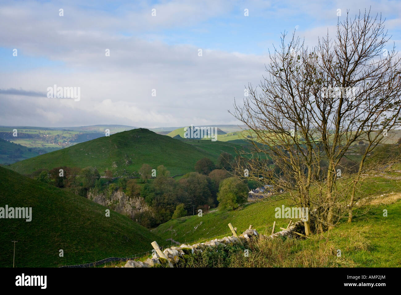 View of Parkhouse Hill and Chrome Hill near Earl Sterndale in the Peak District Stock Photo