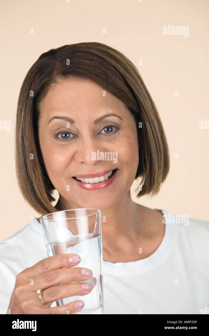 woman holding glass of water Stock Photo Alamy