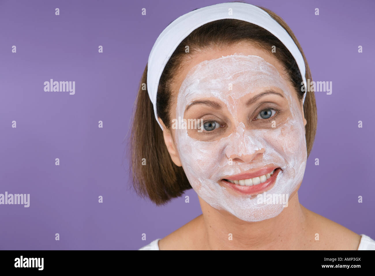 woman wearing face cream Stock Photo