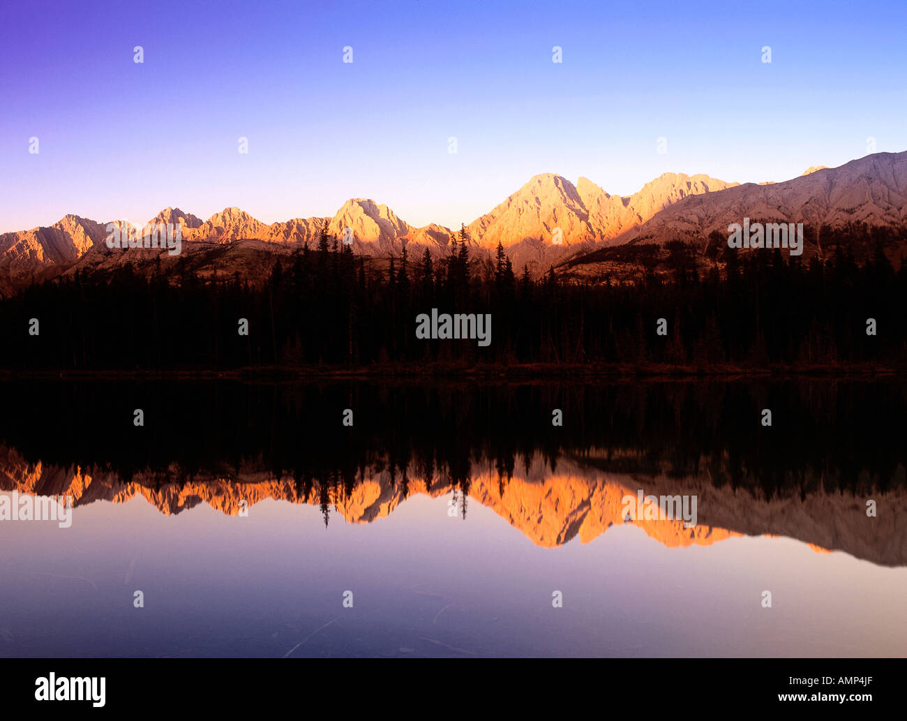 Sunset, Kananaskis Lake, Peter Lougheed Provincial Park, Alberta, Canada Stock Photo