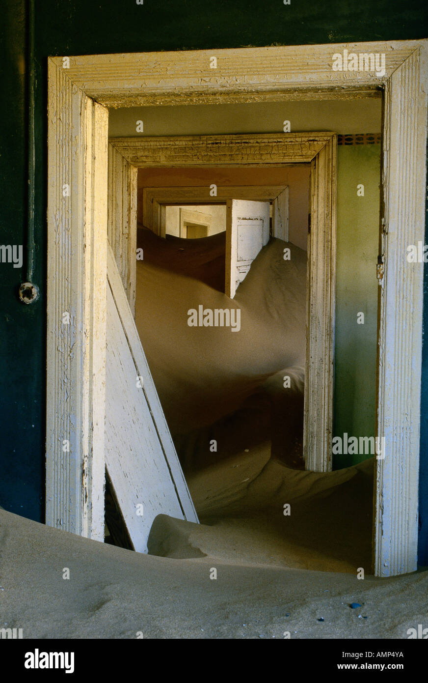 Interior of Abandoned Building, Kolmanskop Ghost Town, Namibia Stock Photo