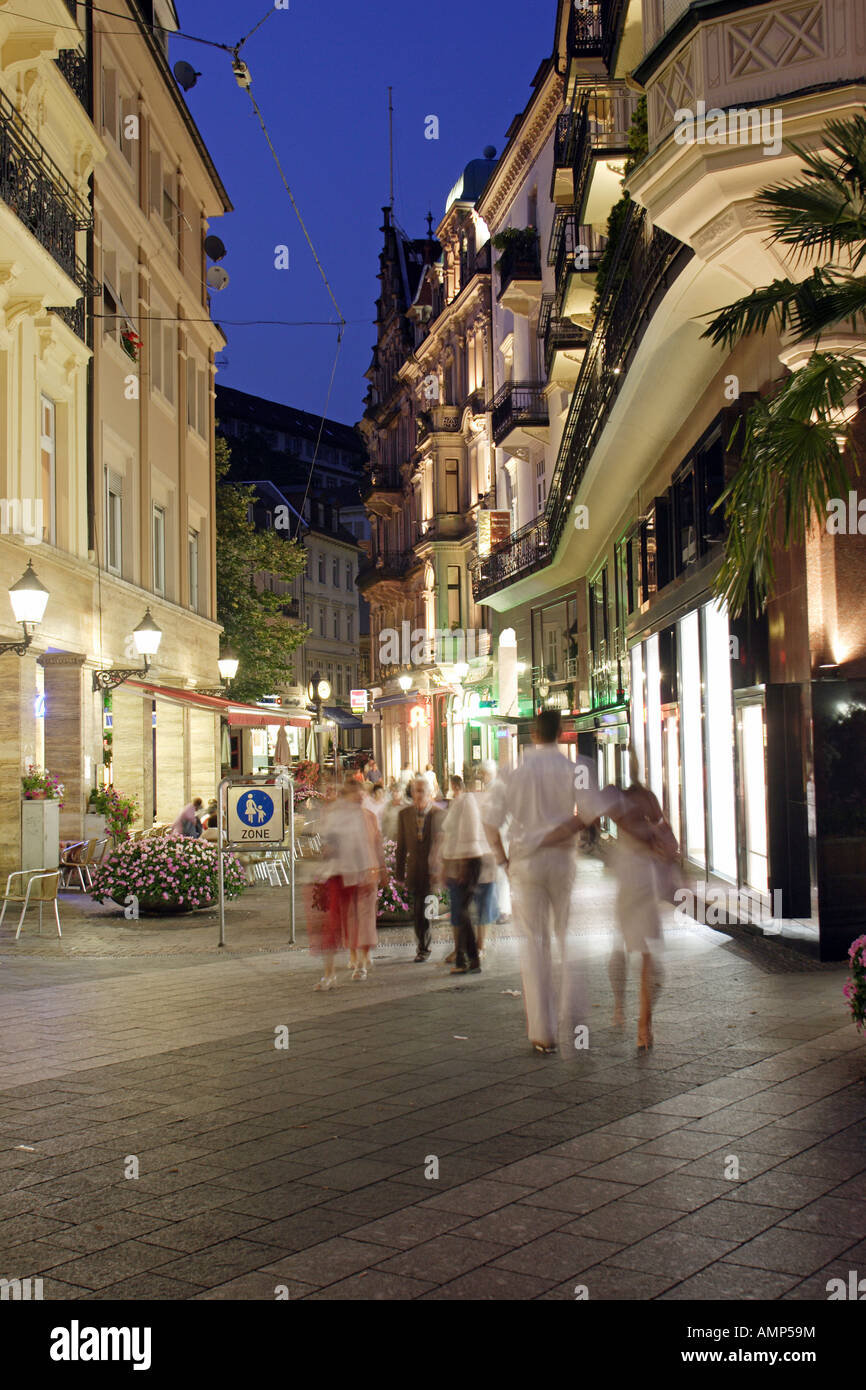 A pedestrian boulevard in the evening, Baden-Baden, Germany Stock Photo
