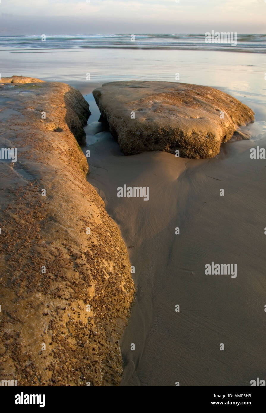 Coastal rocks along the Central California coast at low surf line Stock ...