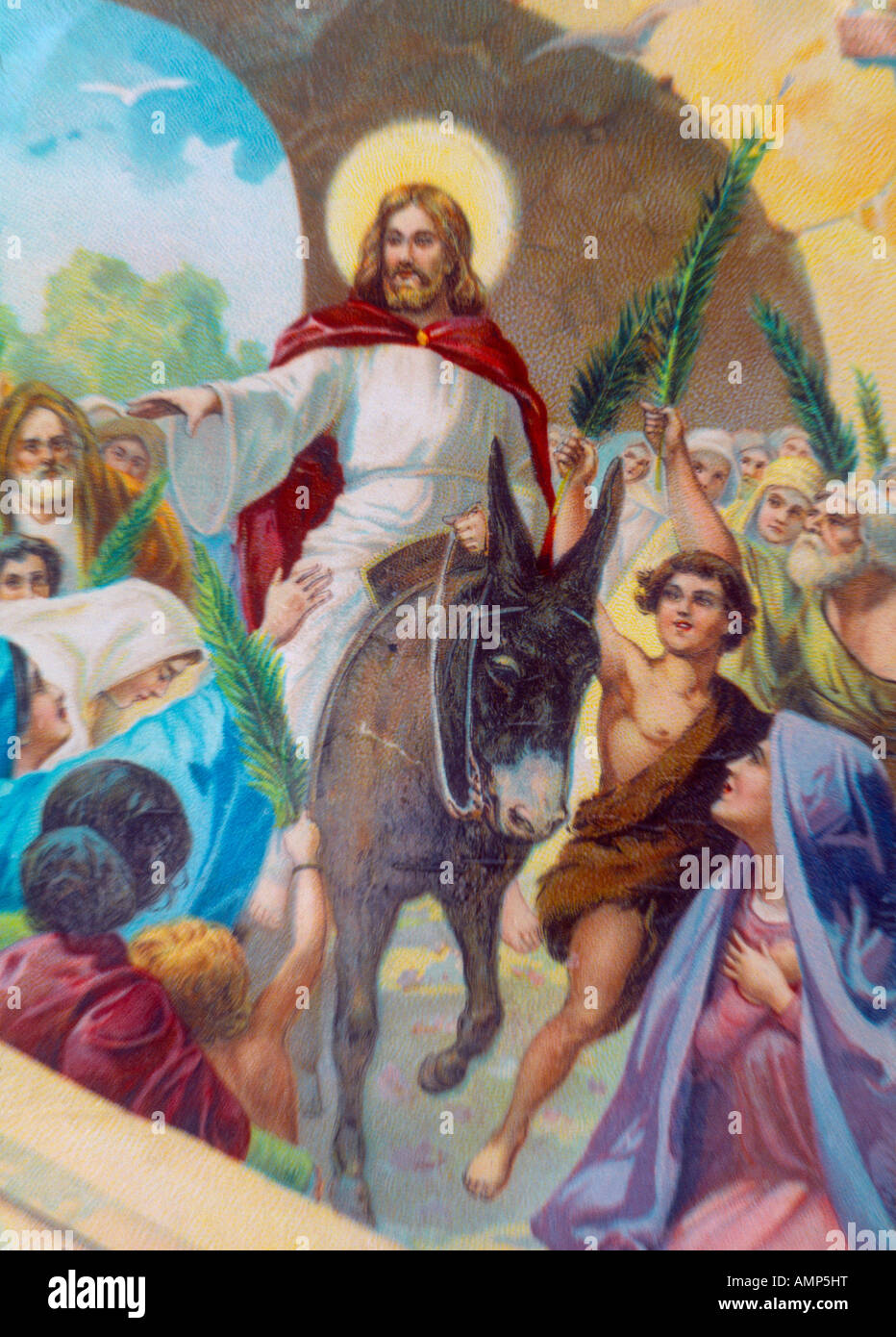 Bible Story Christ on a Donkey Riding into Jerusalem Stock Photo - Alamy
