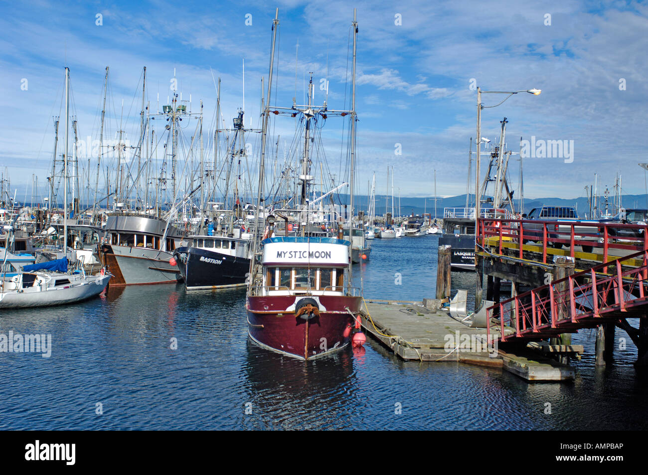 Fishing Boats at French Creek Vancouver Island BC Canada Stock Photo