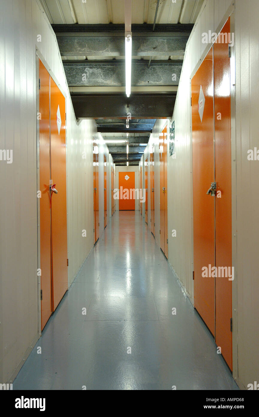 Self storage units in a  storage warehouse in Britain Stock Photo