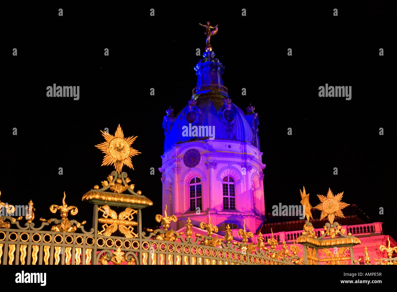 DEU Germany Capital Berlin The illuminated Charlottenburg Palace the summer residence of the Prussian kings built from 1695 to Stock Photo
