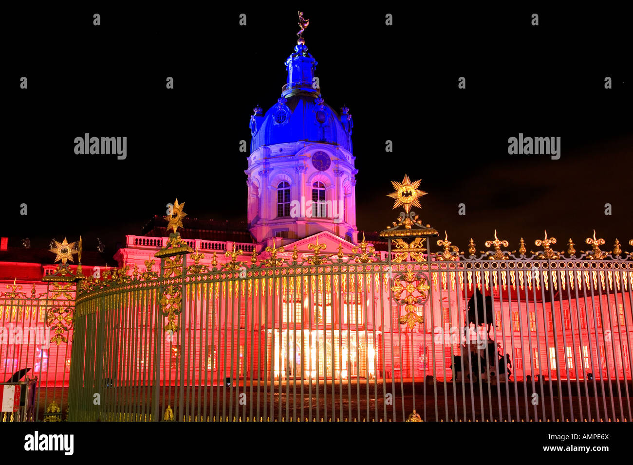 Germany Capital Berlin The illuminated Charlottenburg Palace the summer residence of the Prussian kings built from 1695 to 1713 Stock Photo