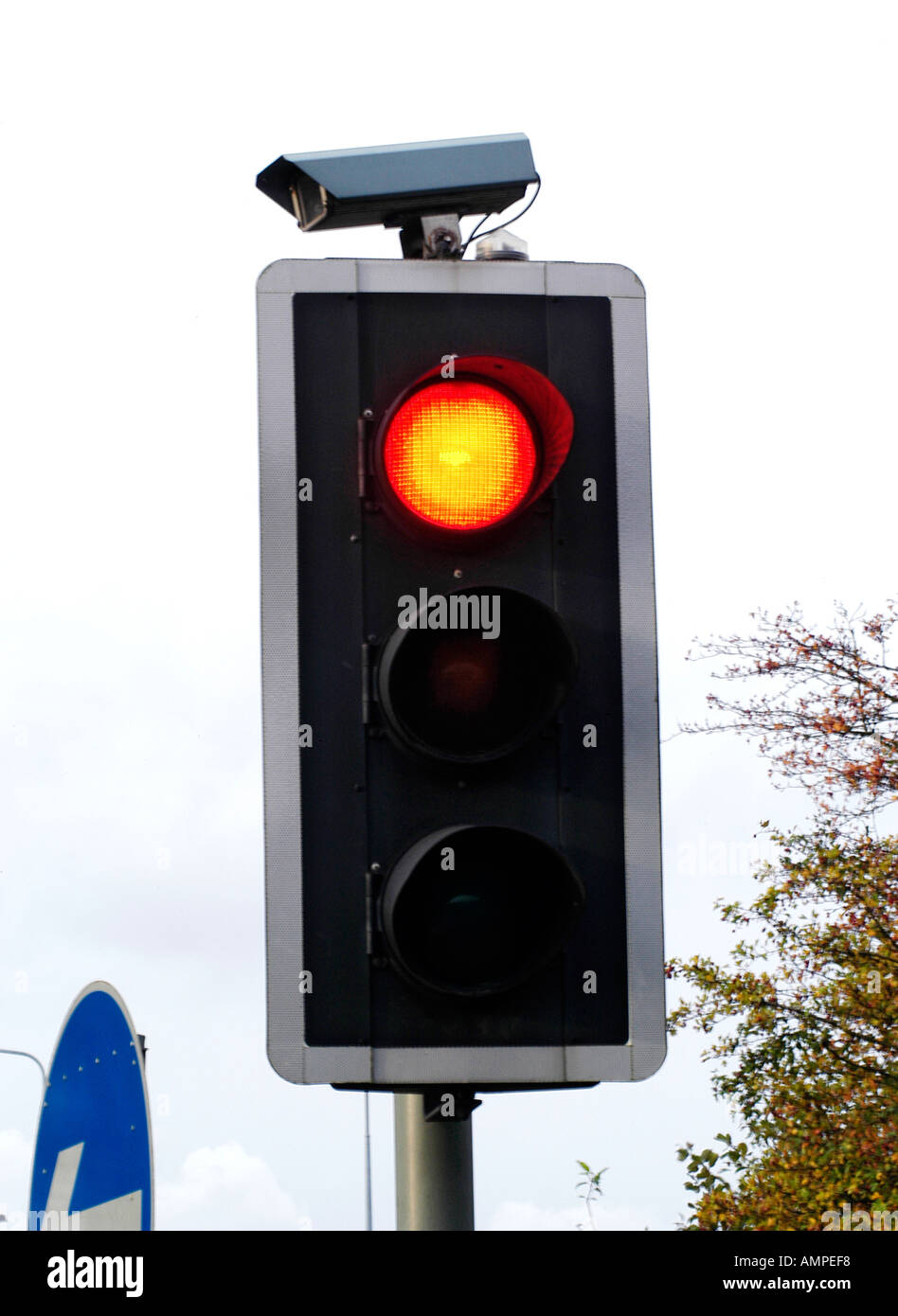 Traffic Light with CCTV Camera Stock Photo