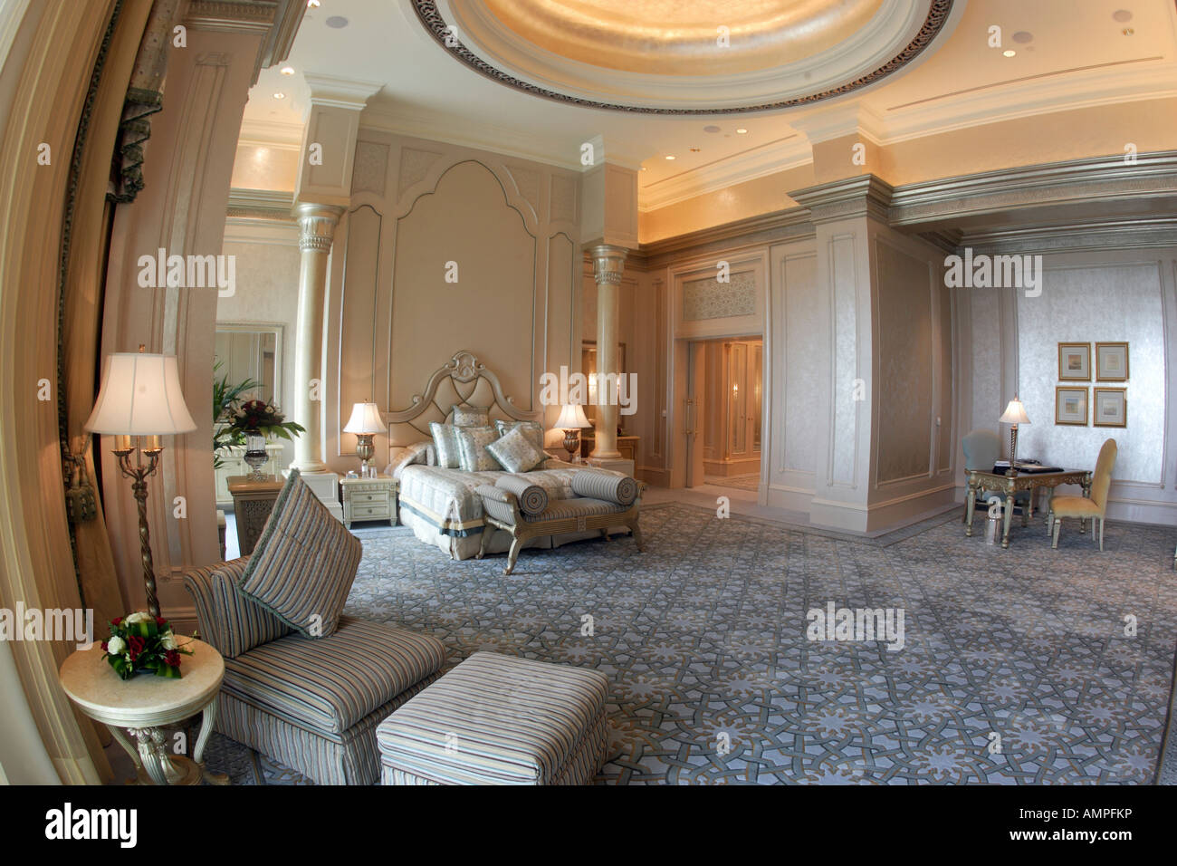 Bedroom in one of the suites in the Emirates Palace, Abu Dhabi, United