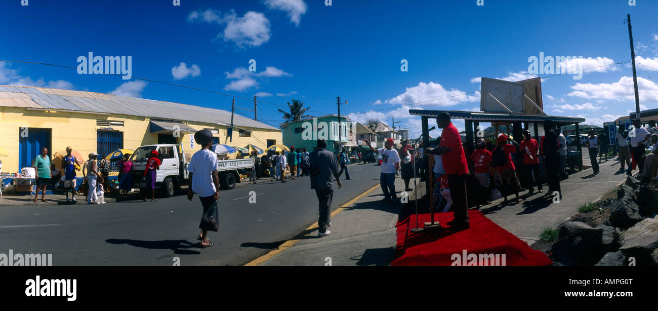 Basseterre St Kitts Election Rally Candidates Giving Speeches In Street Red Carpet Stock Photo