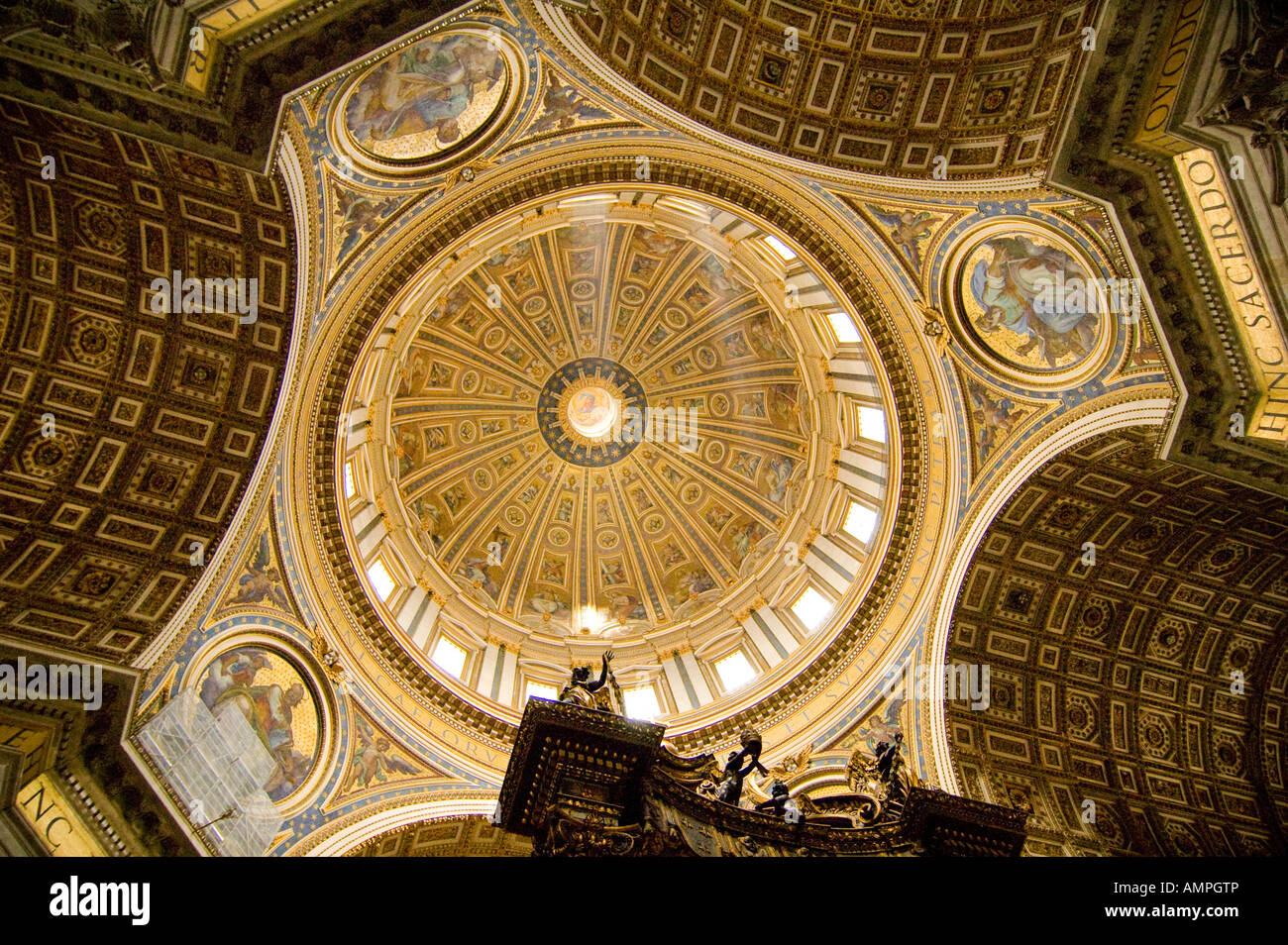 Interior of the dome of St. Peter's Basilica, Vatican, Italy Stock