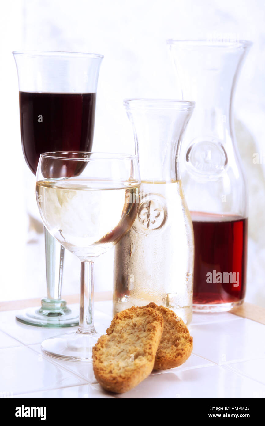 Red and White Wine Stock Photo
