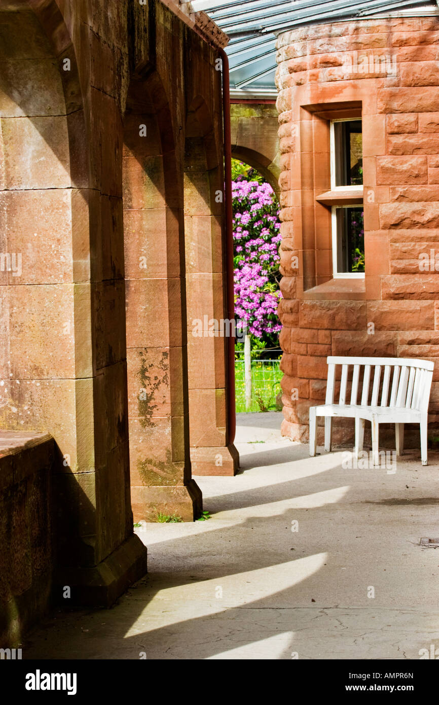 Park bench at Kinloch Castle on the island of Rum Stock Photo Alamy