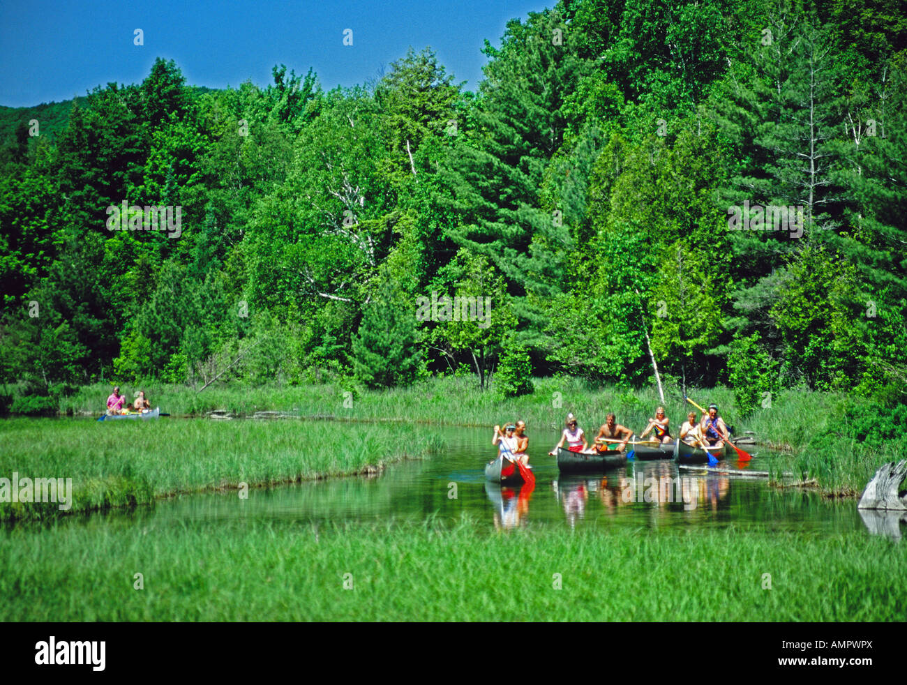 Canoeing the Crystal River, Glen Arbor, Michigan Stock Photo Alamy