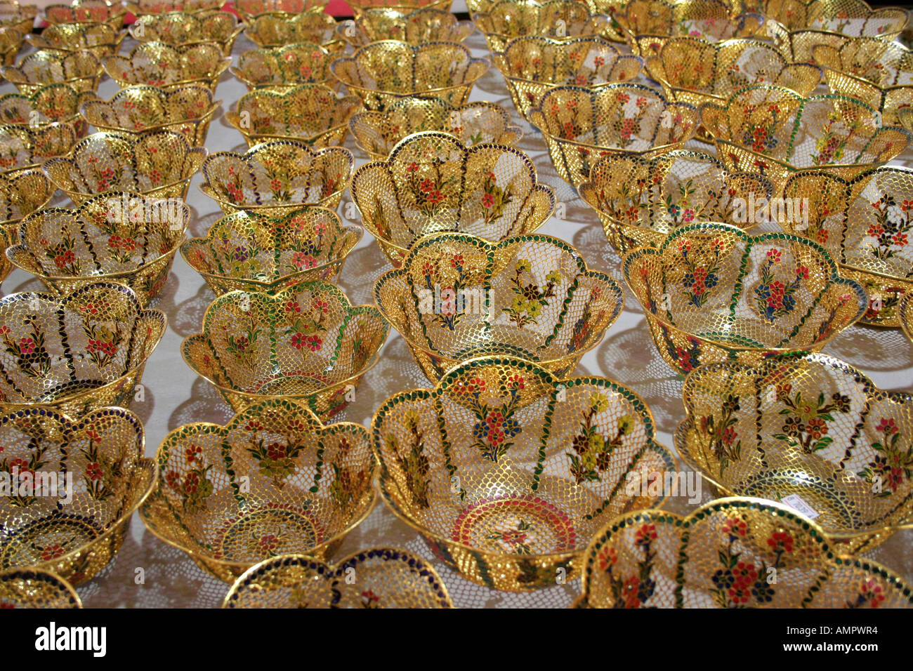 Very fine golden decorative bowl - Beijing, China Stock Photo