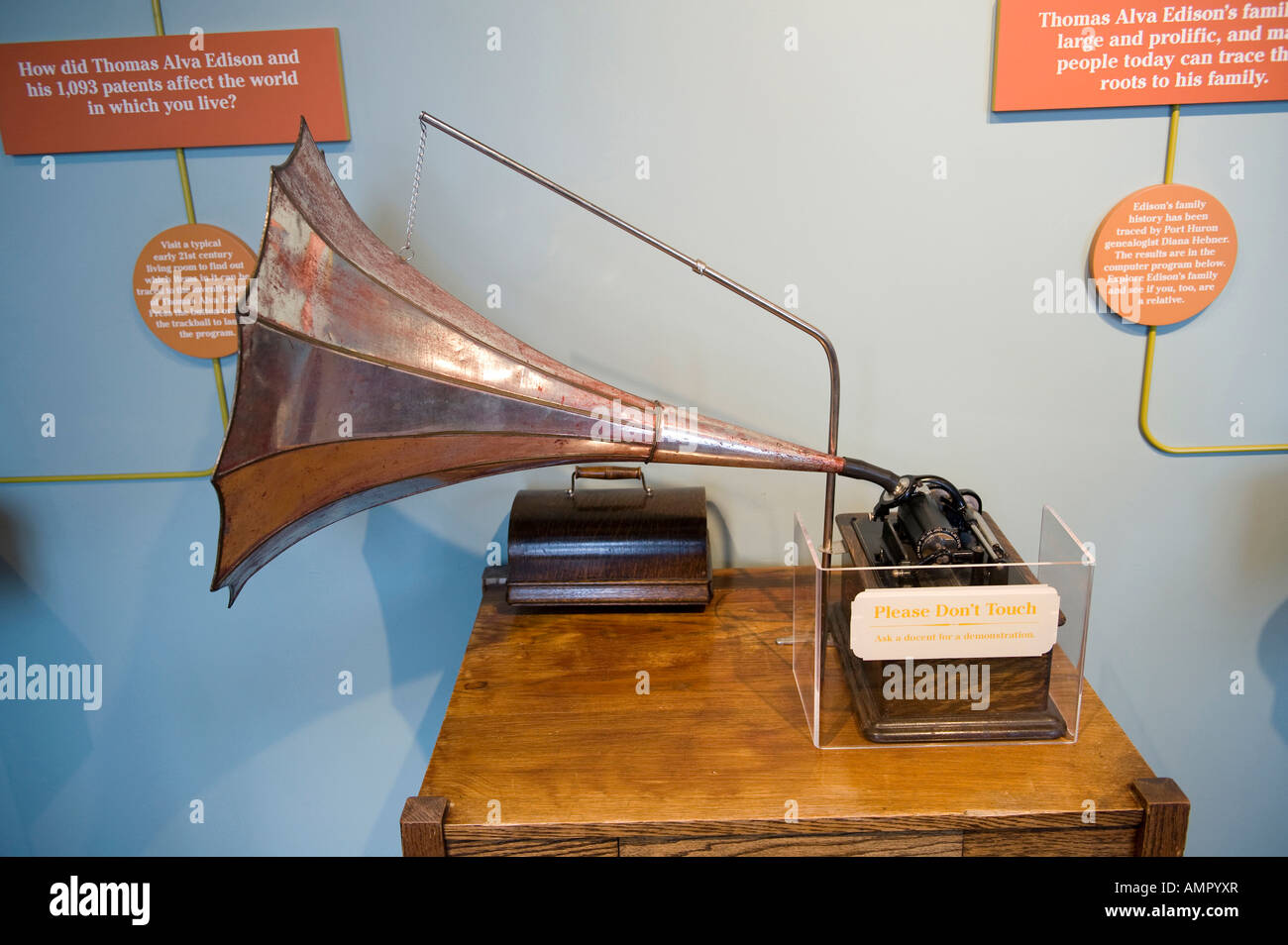 Thomas Edison historic images and the Edison Standard Phonograph Stock Photo