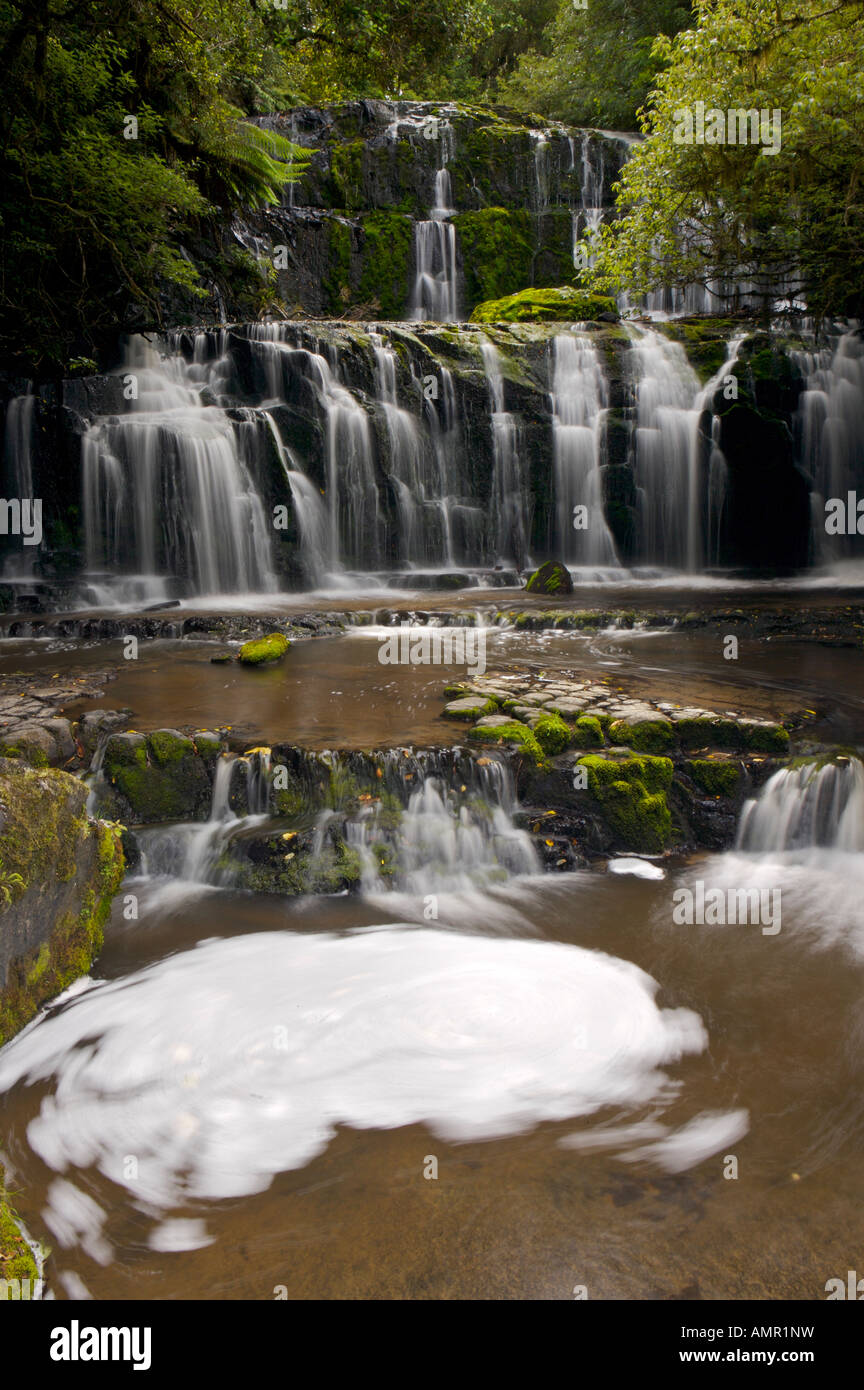 Purakaunui Falls, Southern Scenic Route, Catlin's Highway, Otago, East Coast, South Island, New Zealand Stock Photo