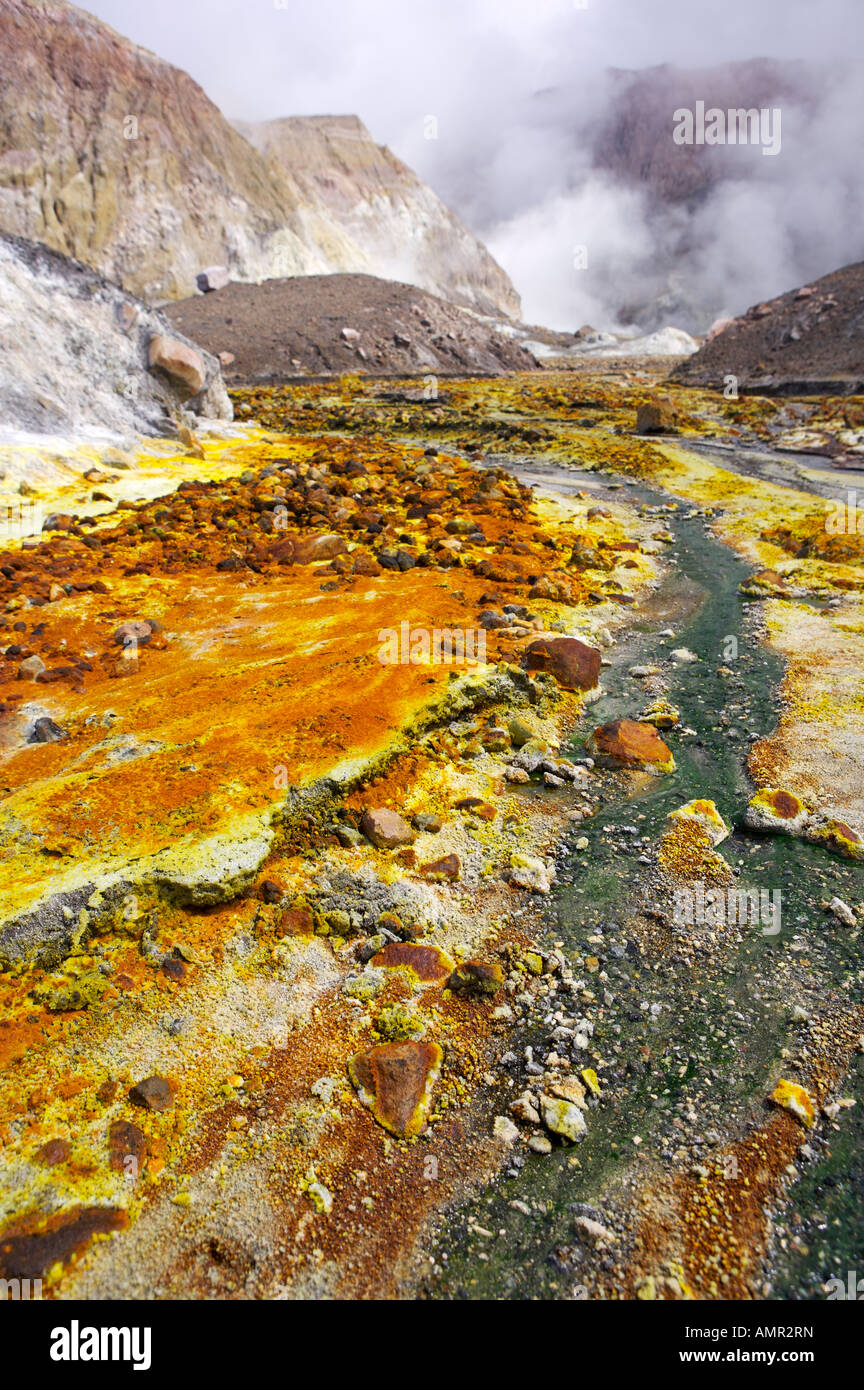 Streams and sulphur deposits, White Island, an active volcano, Bay of Plenty, East Coast, North