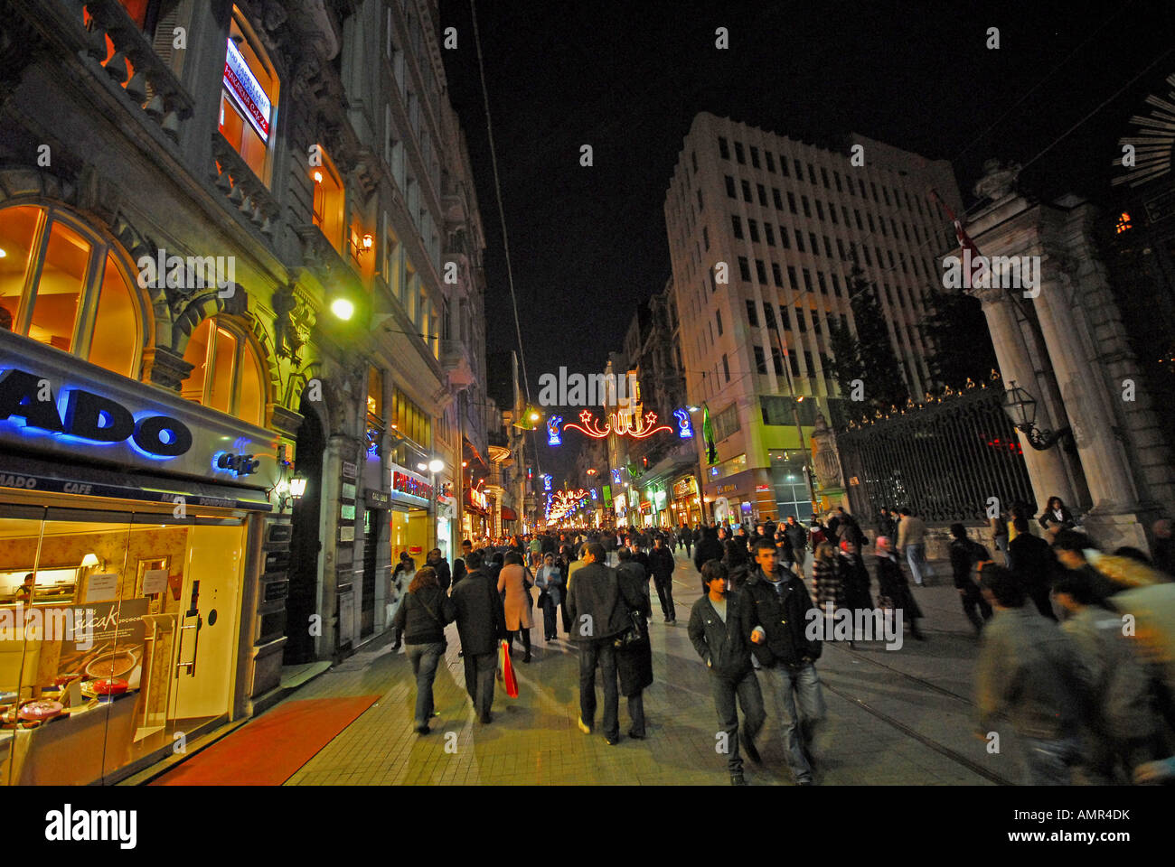 ISTANBUL. Evening on Istiklal Caddesi by the Galatasaray Lycee. 2007. Stock Photo