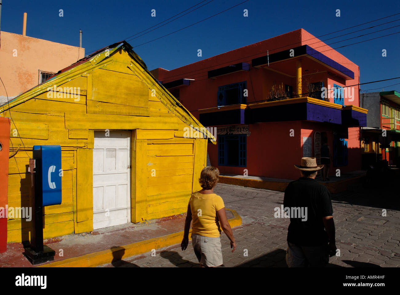 Colorful streets of Isla Mujeres Town Stock Photo - Alamy