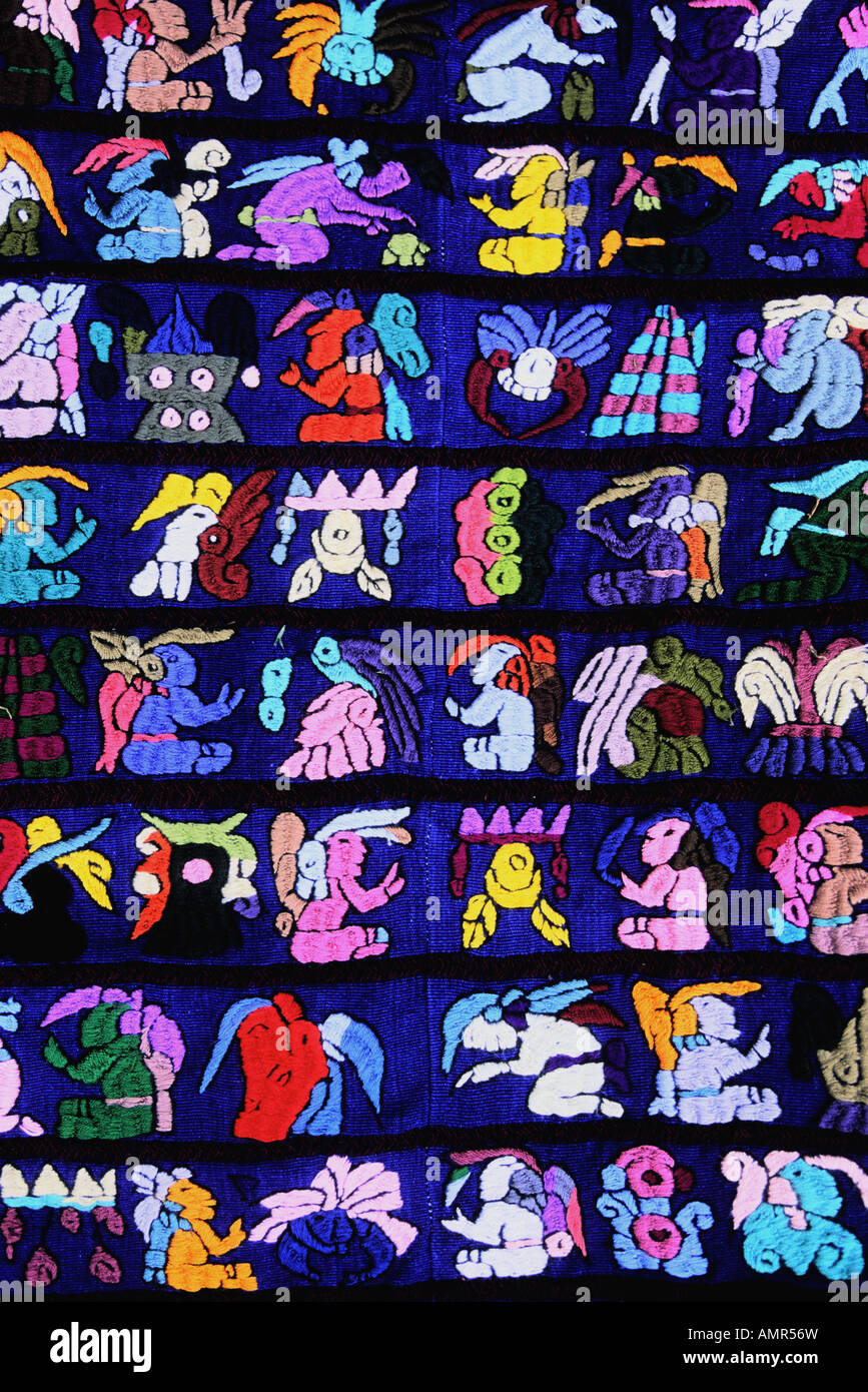 brightly coloured frieze pattern of guatemalan textile Stock Photo
