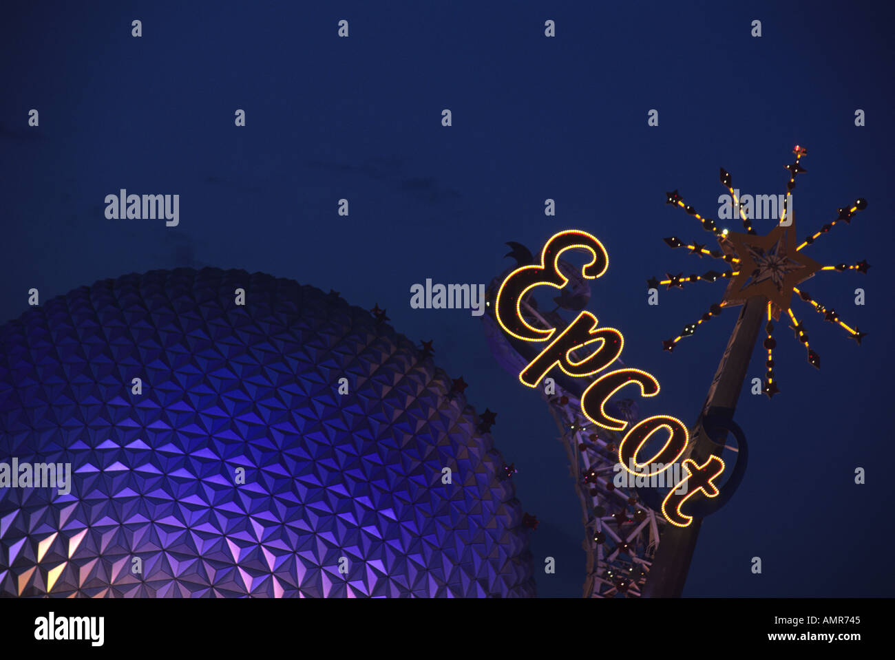 Top of Spaceship Earth at the gates of Disney Worlds Epcot Center  Stock Photo