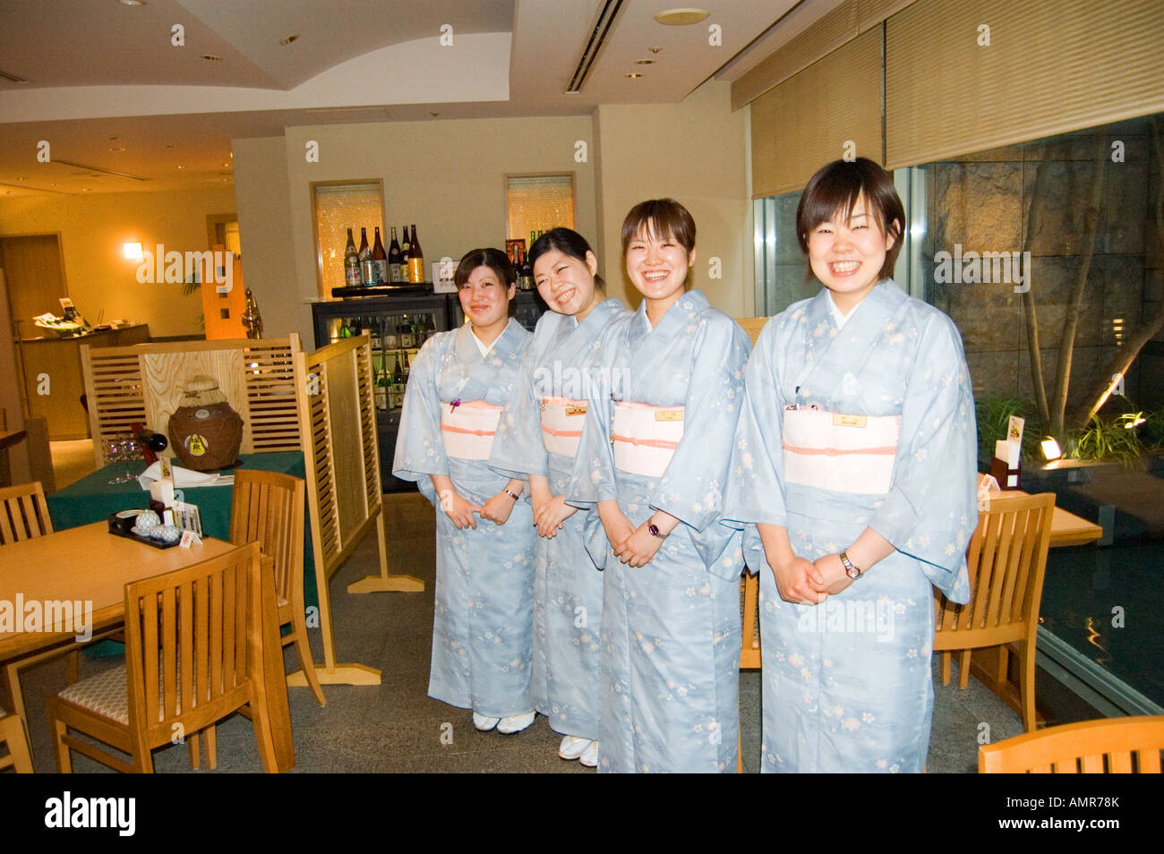 Waitresses at a Japanese restaurant, Tokyo, Japan Stock Photo