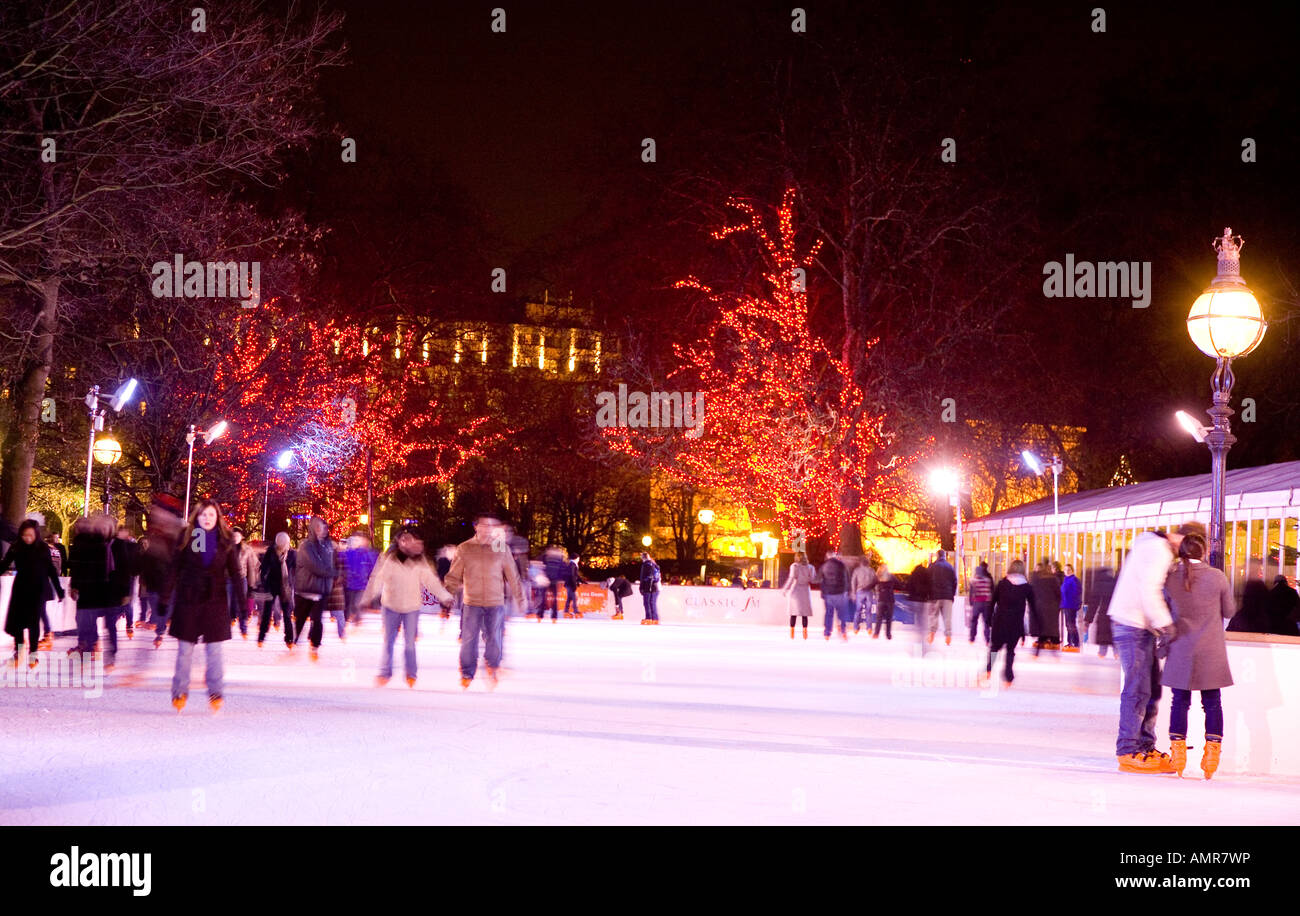 Ice Skating At the Hyde park Winter Funfare London UK Europe Stock