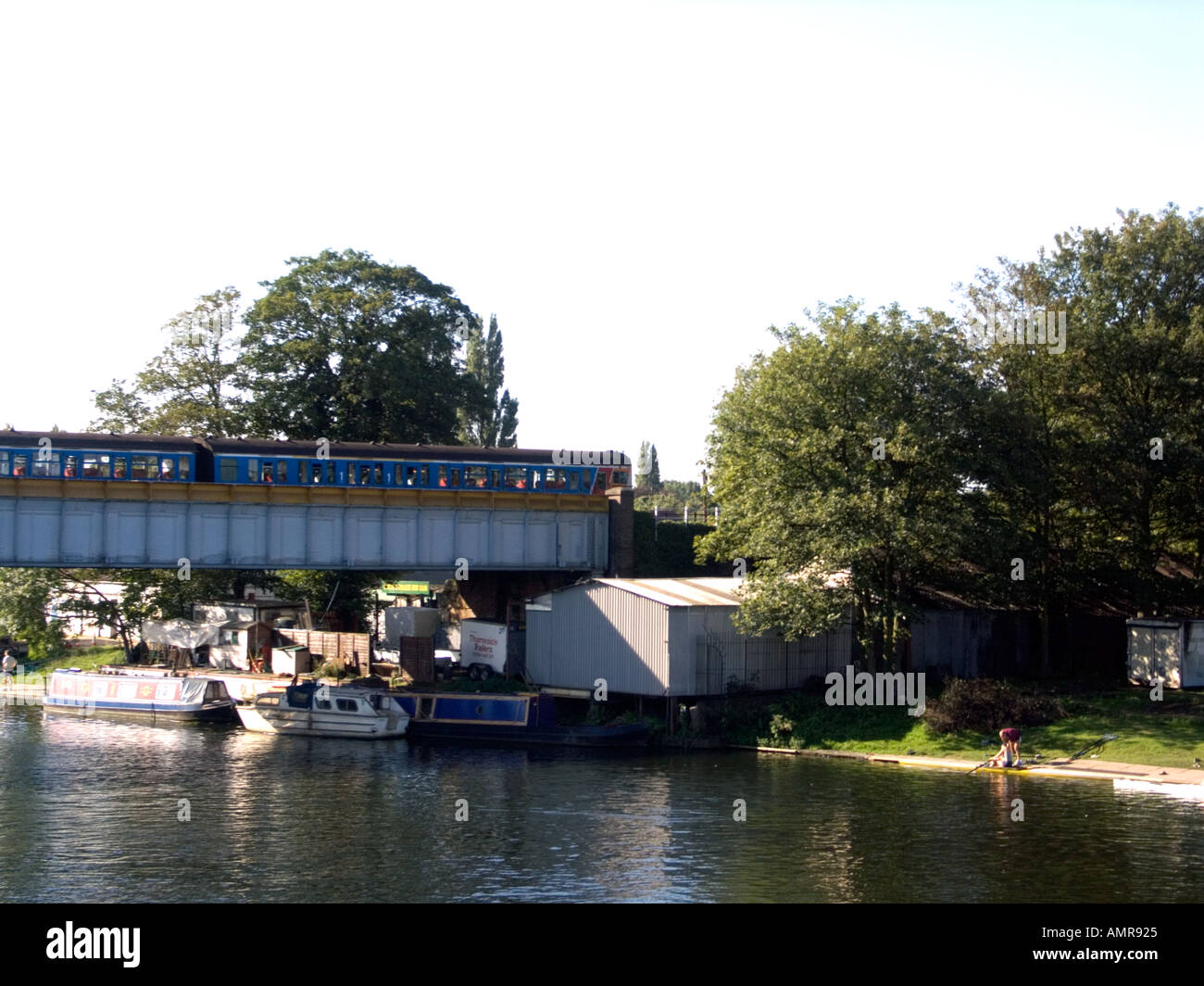 Iron Railway Bridge, River Thames, Staines, Middlesex, England Stock