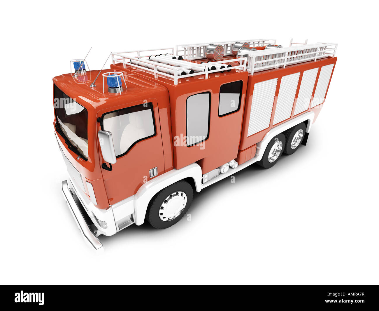 firetruck on white background Stock Photo - Alamy
