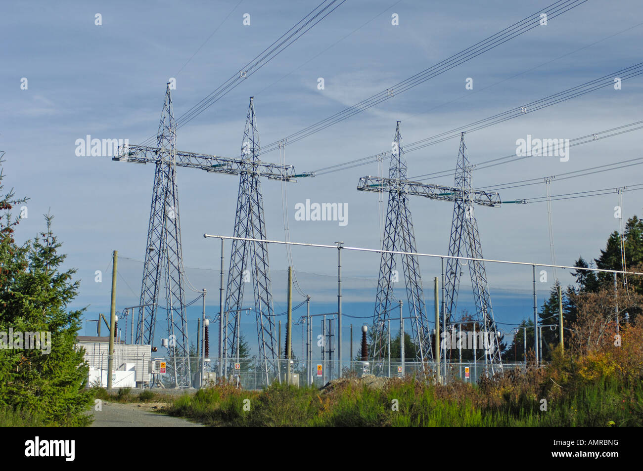 Power Transmission Lines crossing the Highway north of Coombs Vancouver