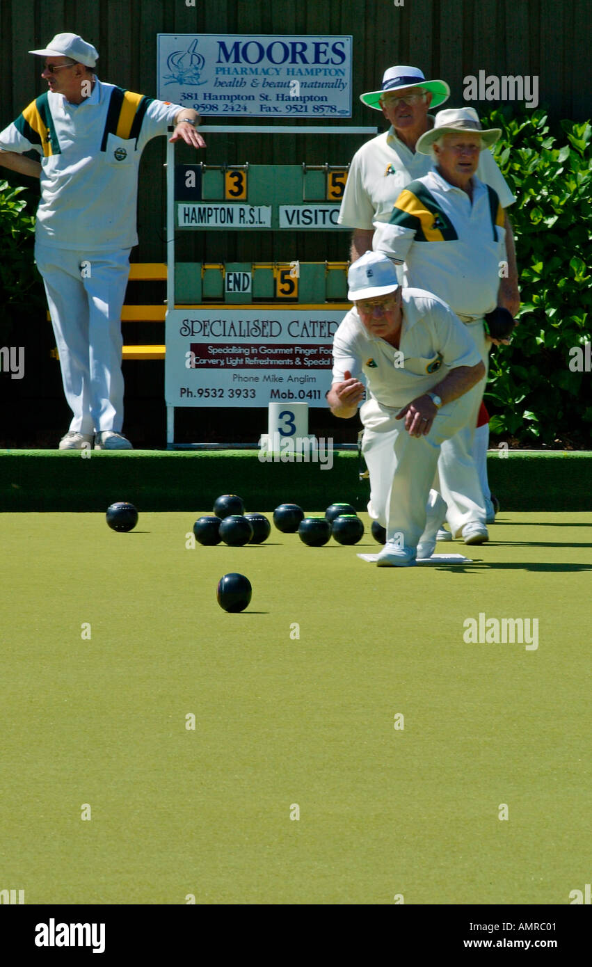Lawn bowls competition at club in Hampton Melbourne Victoria Australia
