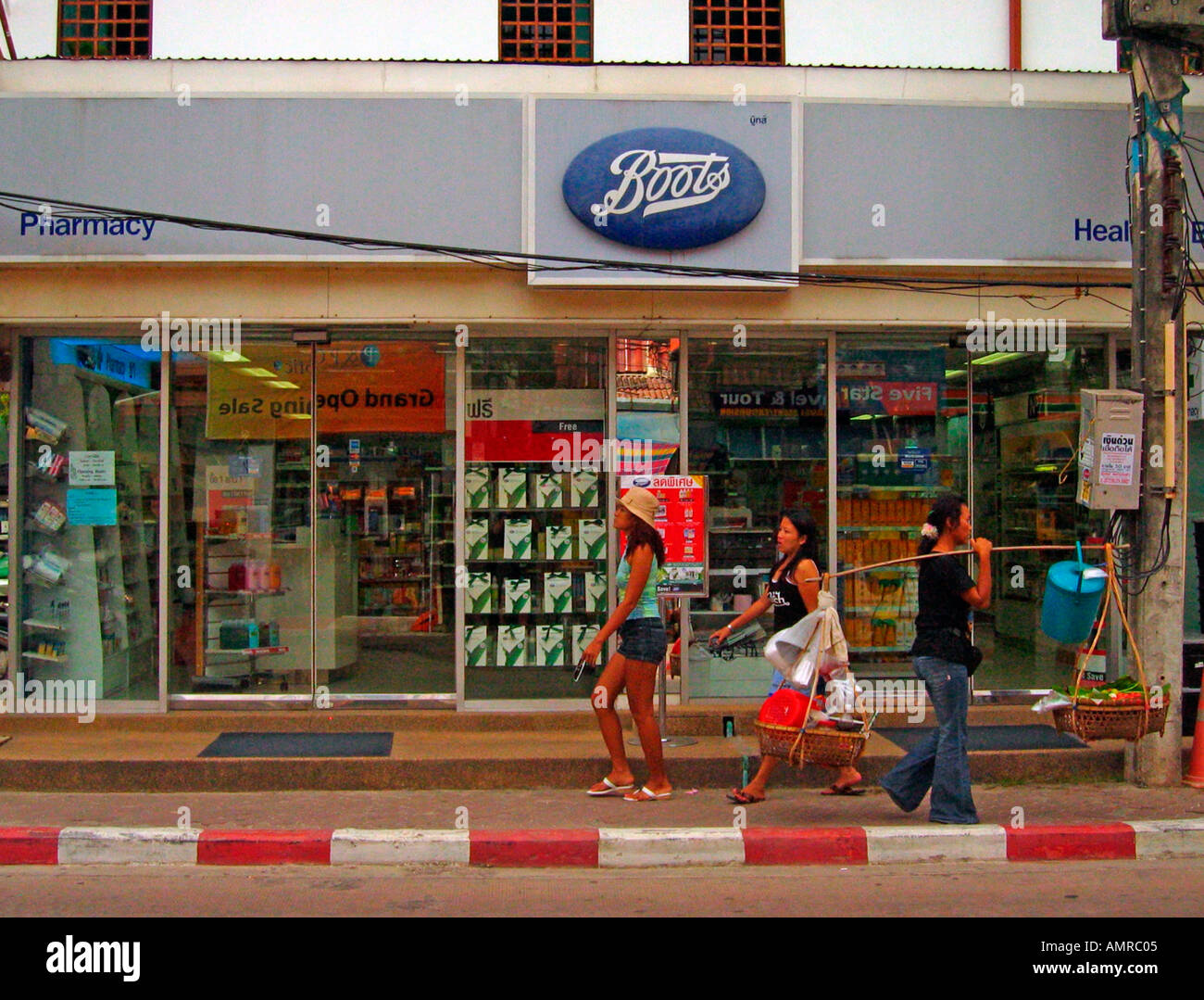 Boots pharmacy store Thawiwong Road Patong Beach Phuket Thailand Stock Photo