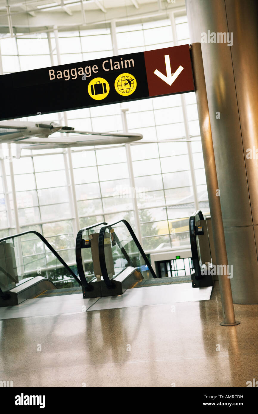 Baggage claim sign in airport Stock Photo