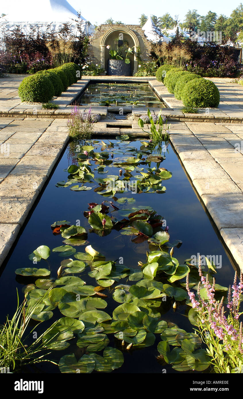 Formal pond and water lilies Stock Photo - Alamy