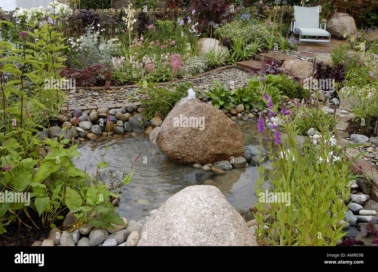 Bubbler water feature in a pond Stock Photo Alamy
